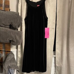 Betsey Johnson Black Velvet Midi Dress
